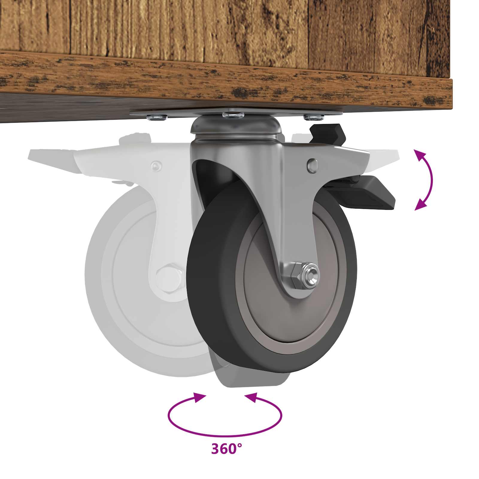 Golf szekrény kerékkel egyszínű öreg fa 65 x 45 x 98 cm