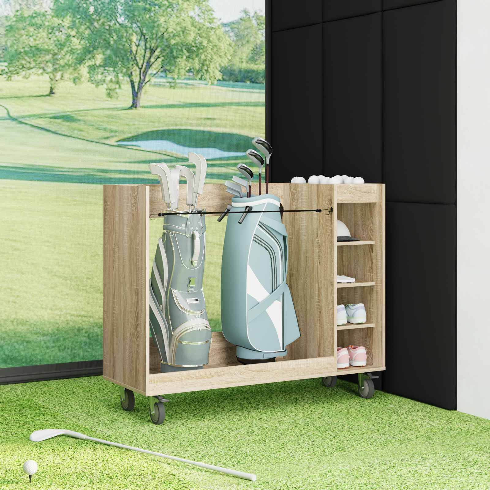 Golf szekrény kerékkel egyszínű sonoma tölgy 120 x 45 x 98 cm