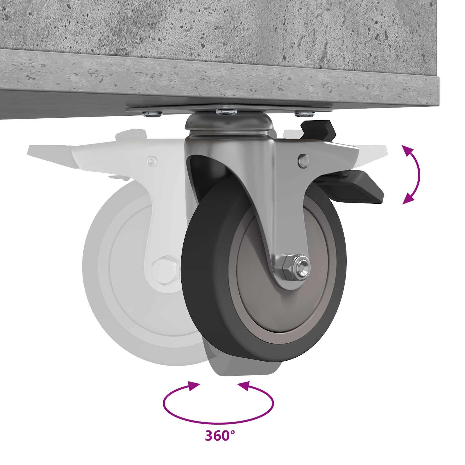 Golf szekrény kerékkel egyszínű beton szürke 65 x 45 x 98 cm