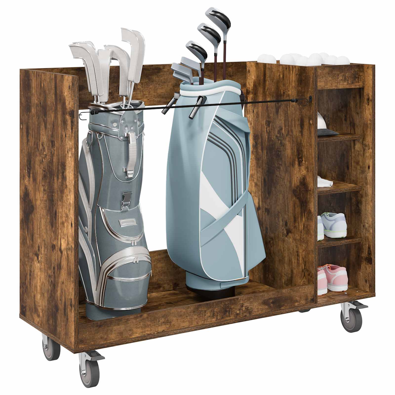 Golf szekrény kerékkel egyszínű füstölt tölgy 120 x 45 x 98 cm
