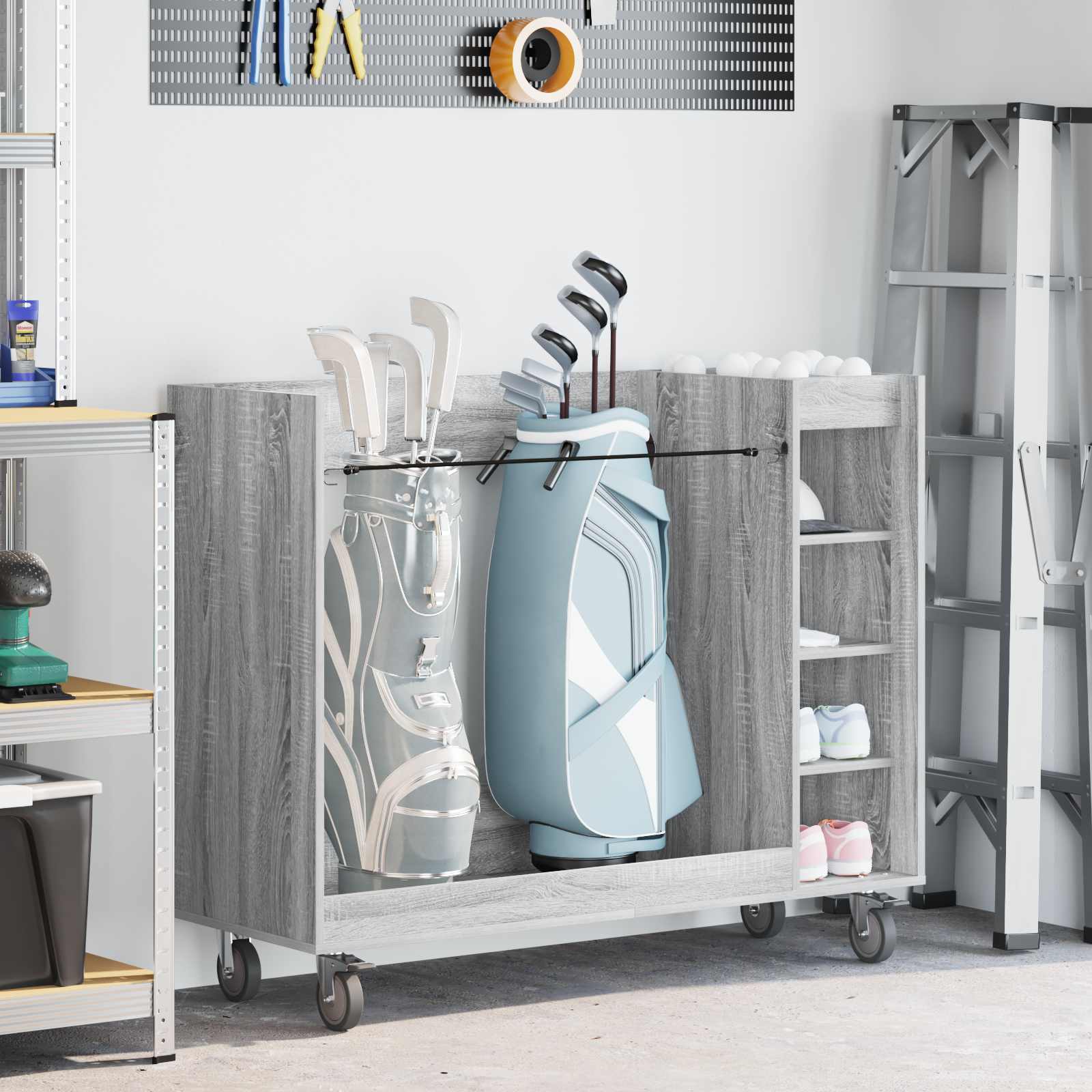 Golf szekrény kerékkel egyszínű szürke sonoma 120 x 45 x 98 cm