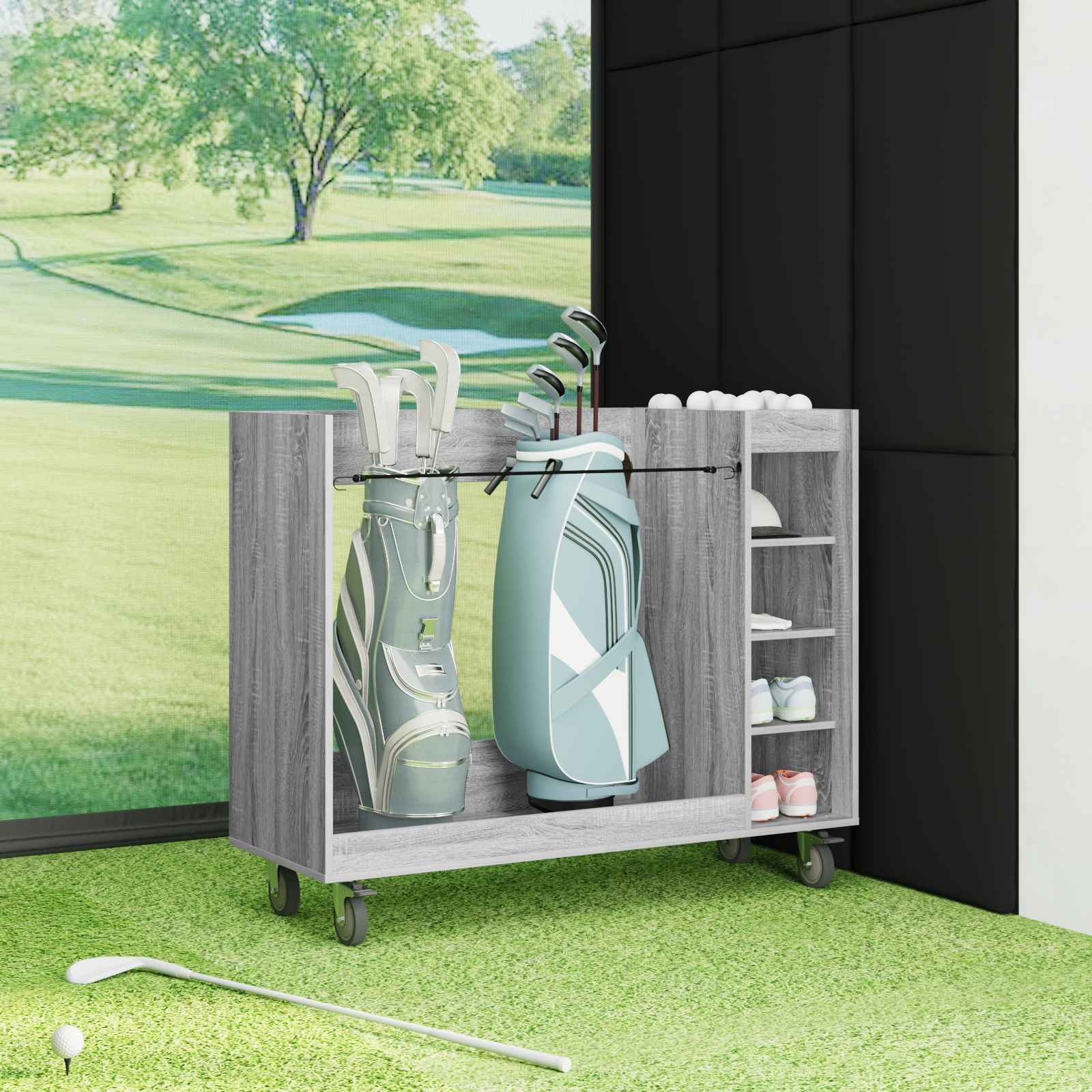 Golf szekrény kerékkel egyszínű szürke sonoma 120 x 45 x 98 cm