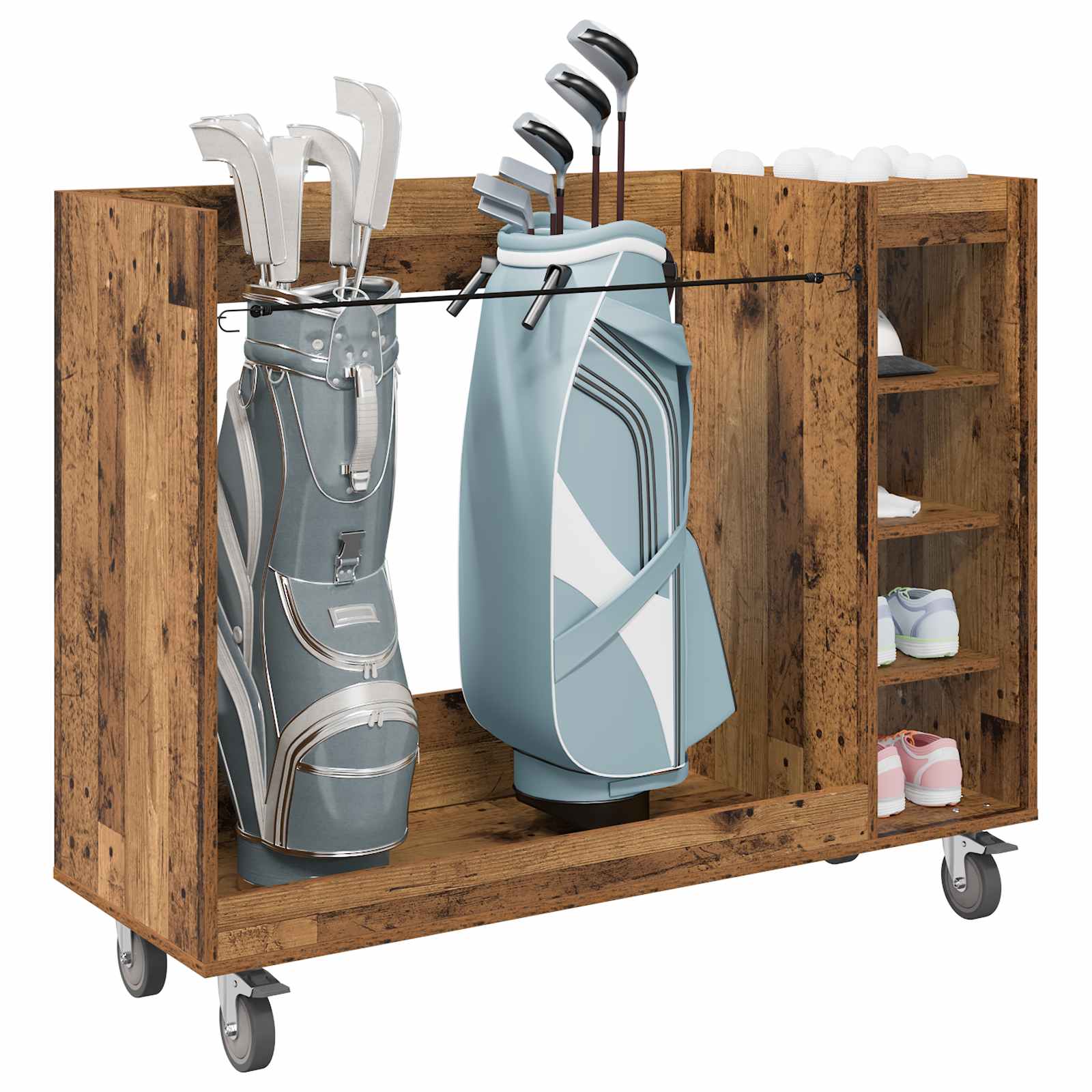 Golf szekrény kerékkel egyszínű öreg fa 120 x 45 x 98 cm