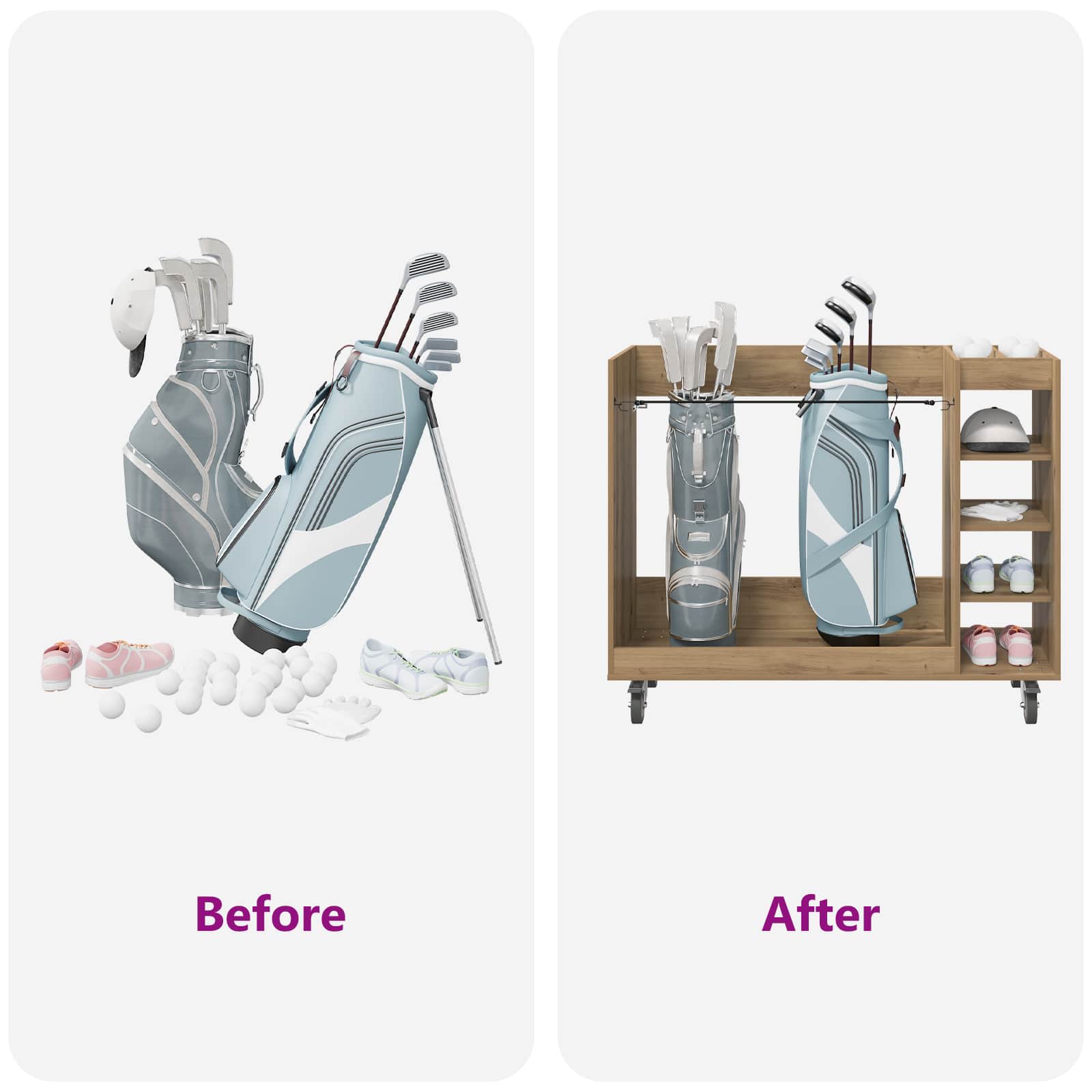 Golf szekrény kerékkel egyszínű artisan tölgy 120 x 45 x 98 cm