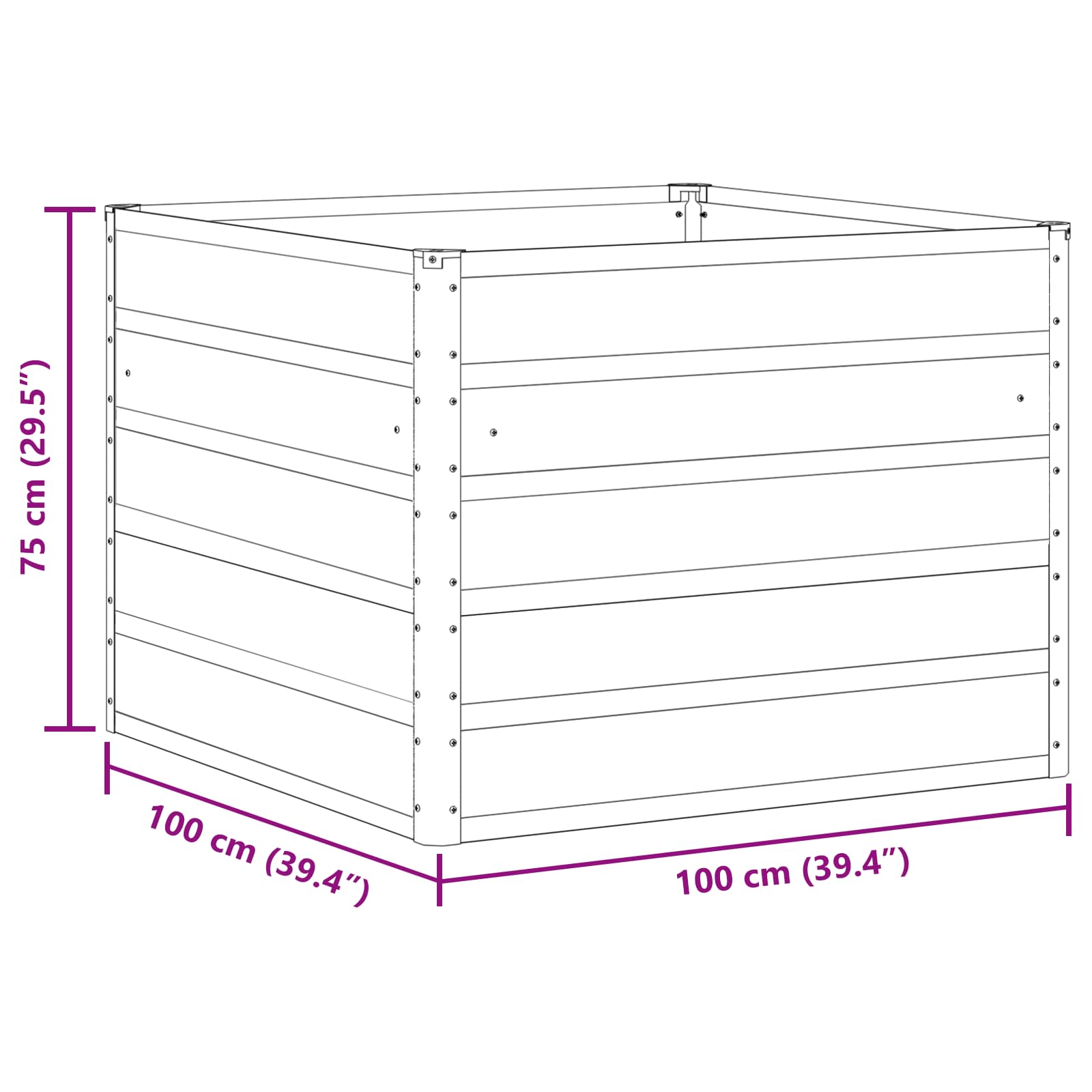 Növénytartó világosszürke 100 x 100 x 75 cm acél