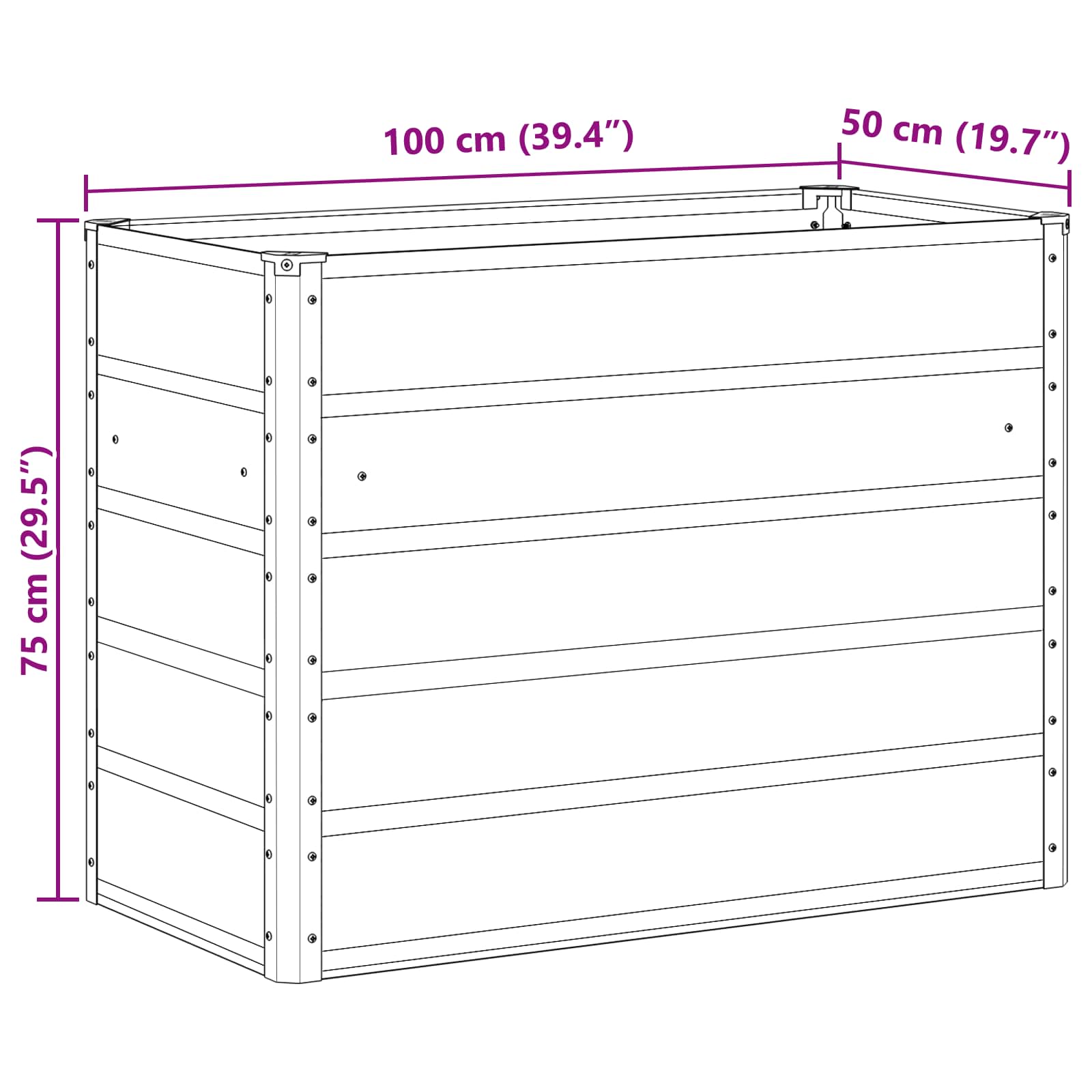 Növénytartó világosszürke 480 x 50 x 45 cm horganyzott acél