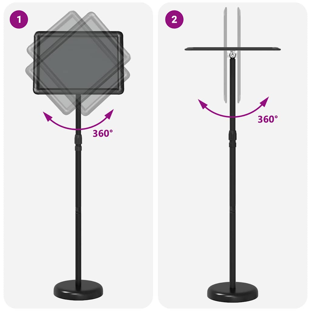 Kiállító állvány fekete 25 x 25 x 125 cm alumínium