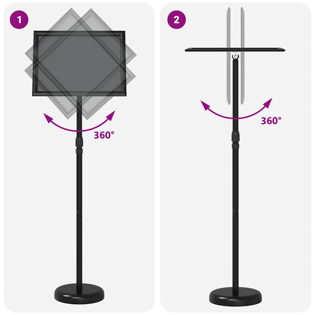 Kiállító állvány fekete 25 x 25 x 125 cm alumínium