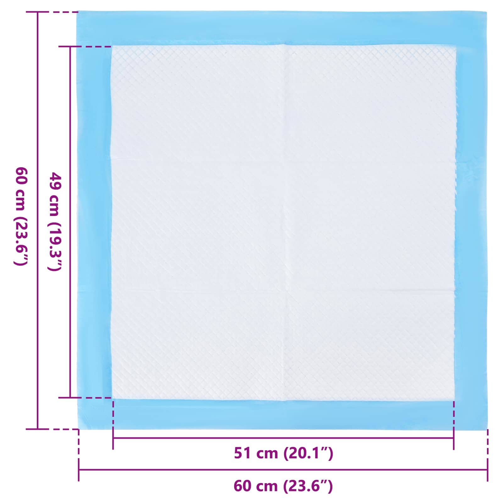 Háziállat képző párna 50 pcs kék és fehér 60 x 60 cm