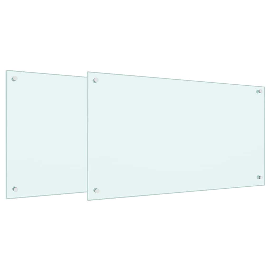 Konyhai hátfal 2 pcs fehér 90 x 50 cm edzett üveg