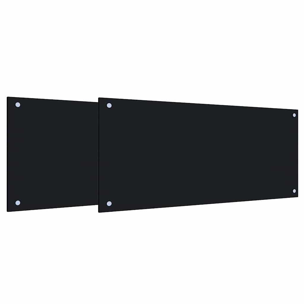 Konyhai hátfal 2 pcs fekete 90 x 40 cm edzett üveg