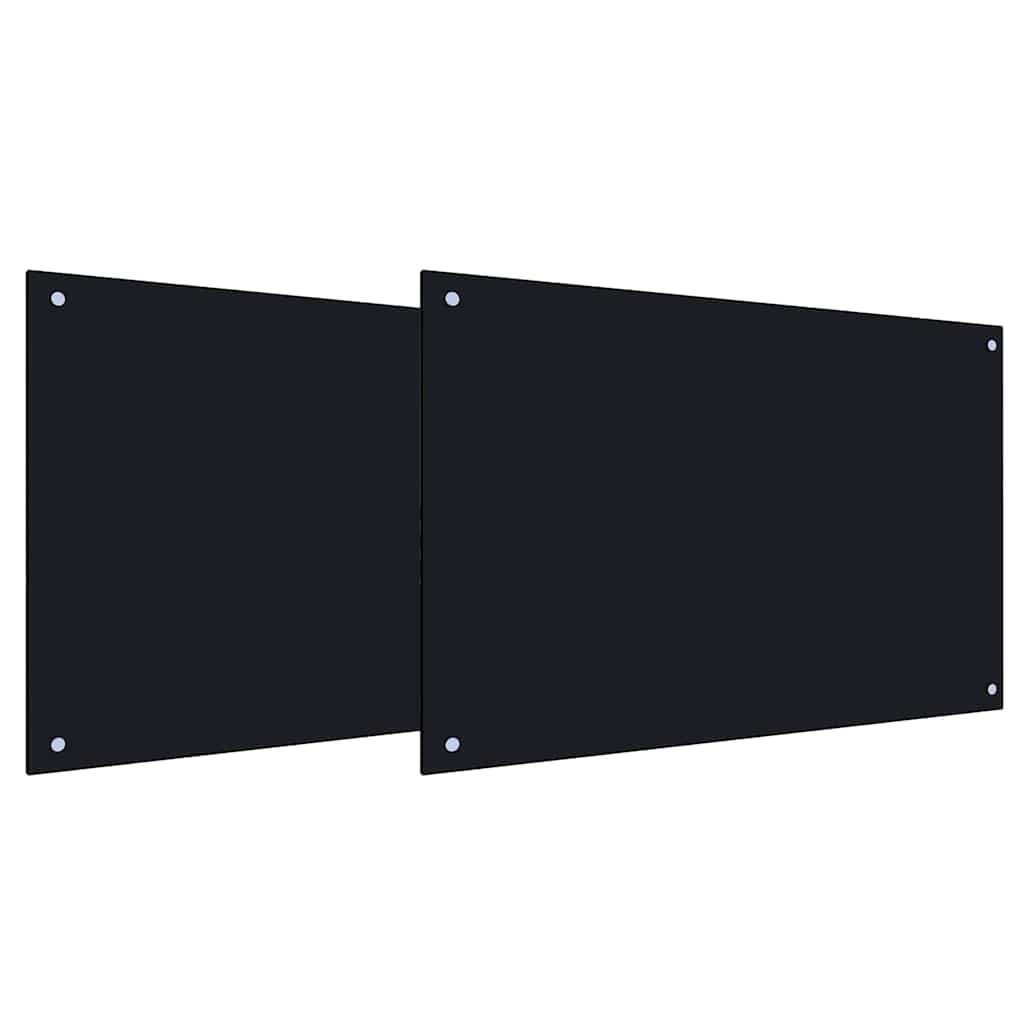 Konyhai hátfal 2 pcs fekete 90 x 50 cm edzett üveg
