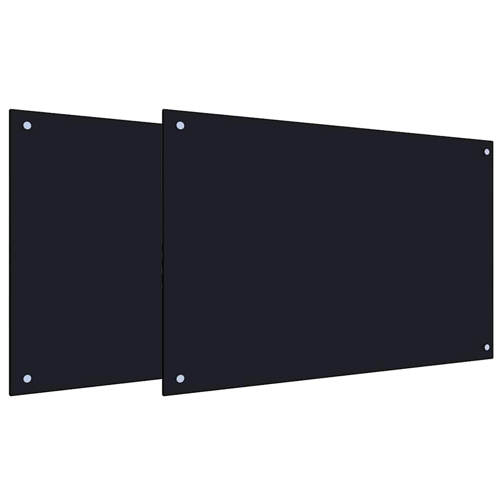 Konyhai hátfal 2 pcs fekete 90 x 60 cm edzett üveg