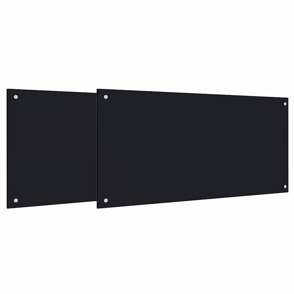 Konyhai hátfal 2 pcs fekete 100 x 50 cm edzett üveg