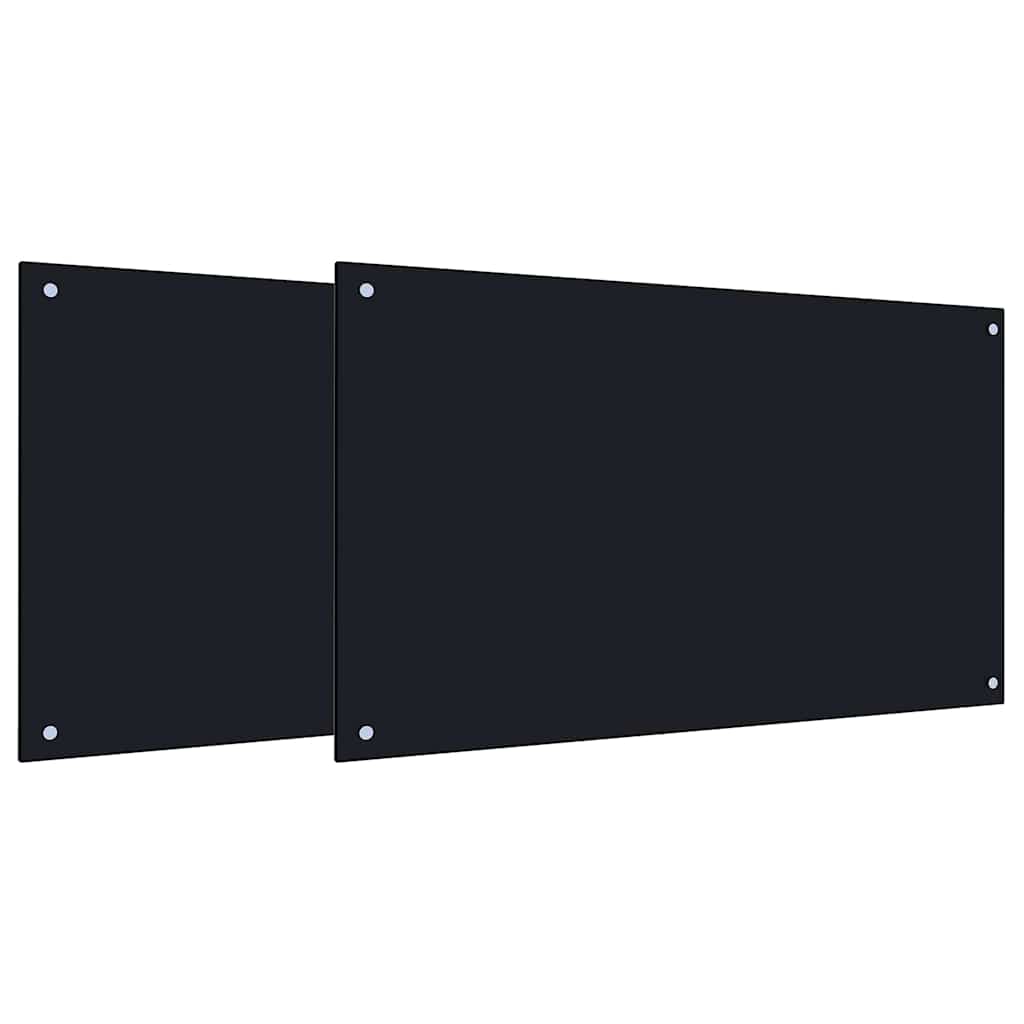 Konyhai hátfal 2 pcs fekete 100 x 60 cm edzett üveg