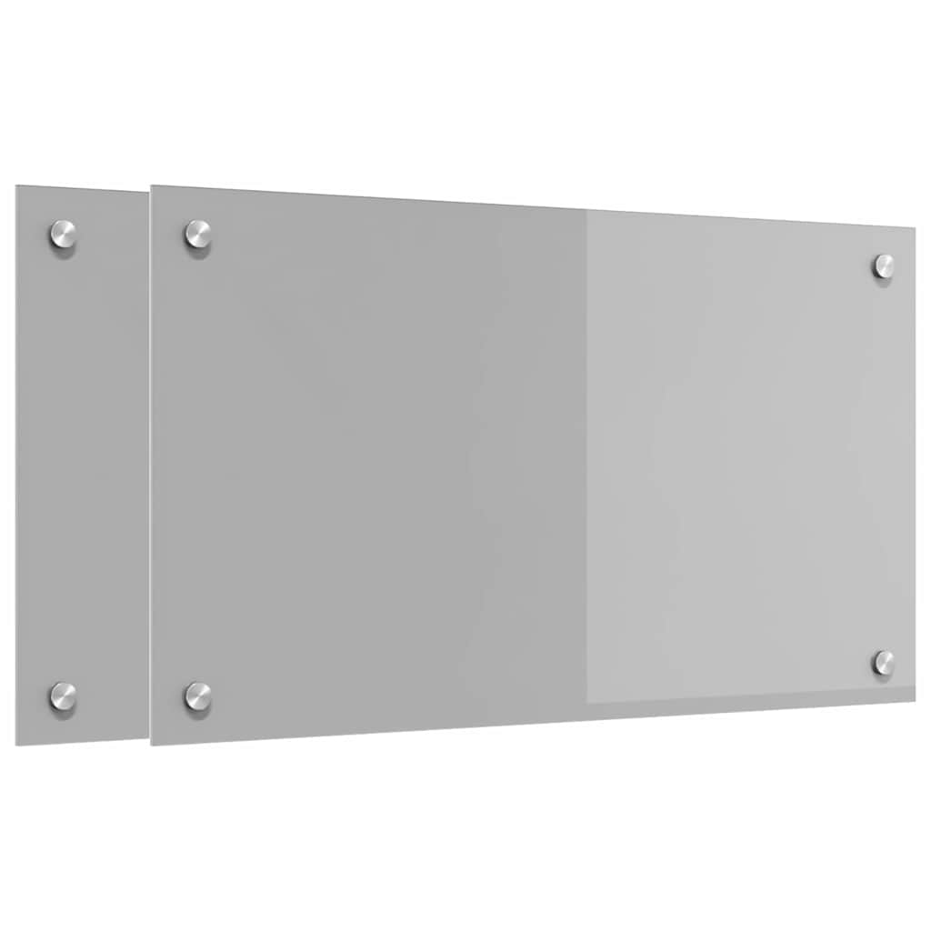 Konyhai hátfal 2 pcs világosszürke 70 x 40 cm edzett üveg
