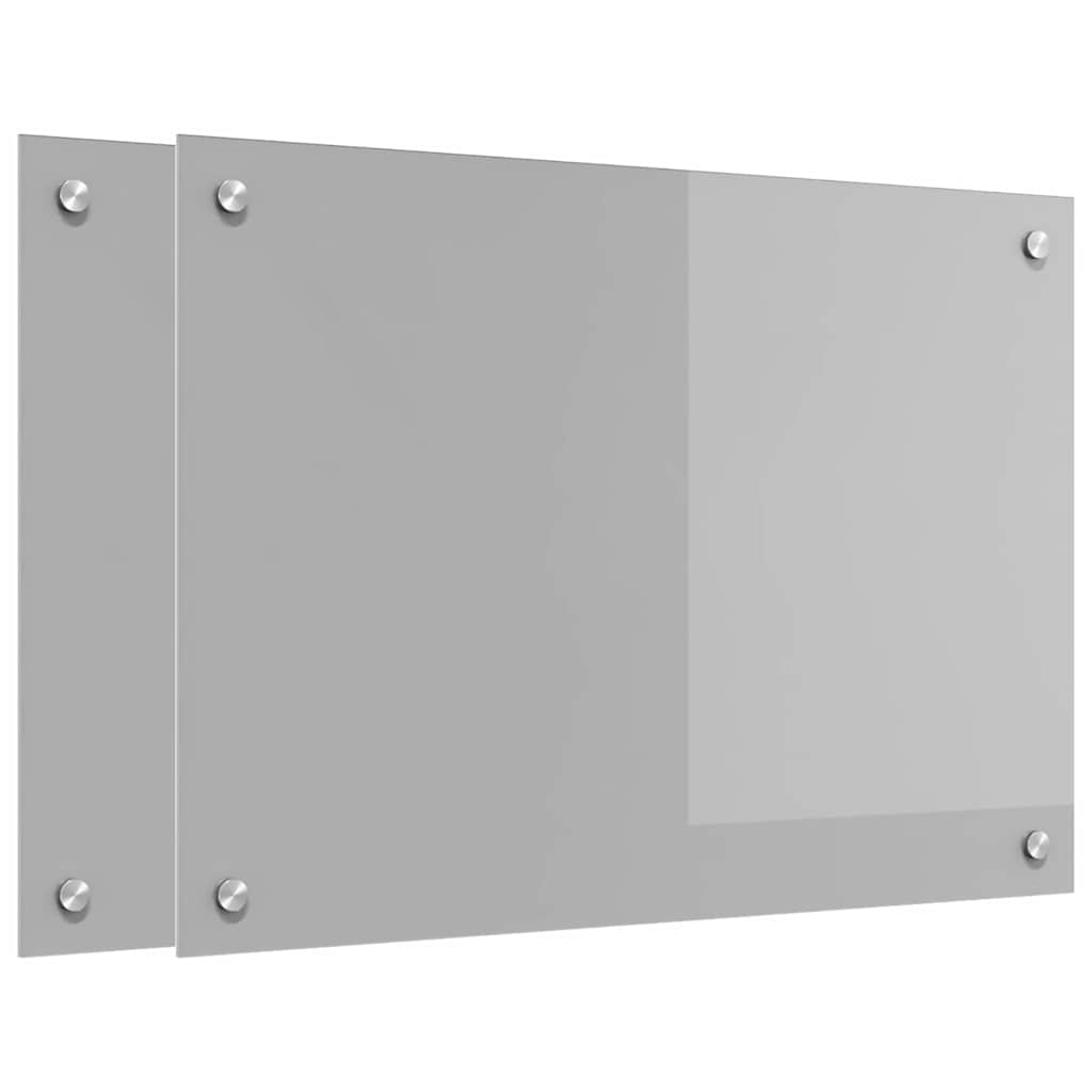 Konyhai hátfal 2 pcs világosszürke 70 x 50 cm edzett üveg