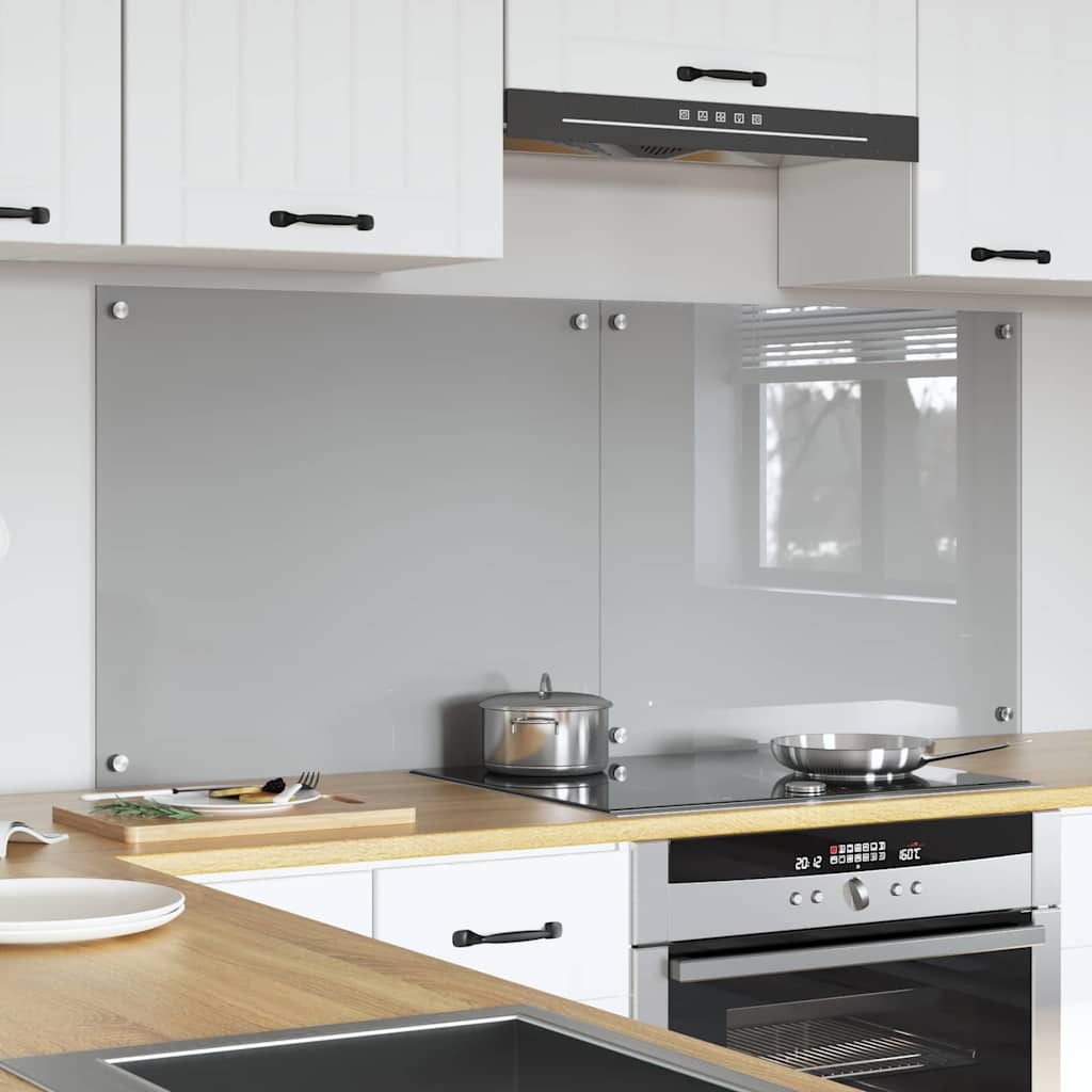 Konyhai hátfal 2 pcs világosszürke 70 x 60 cm edzett üveg