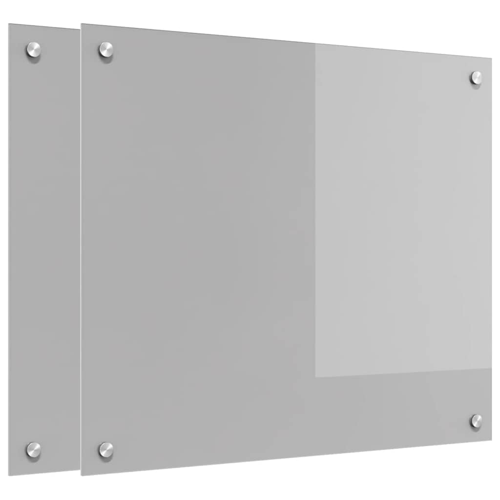 Konyhai hátfal 2 pcs világosszürke 70 x 60 cm edzett üveg