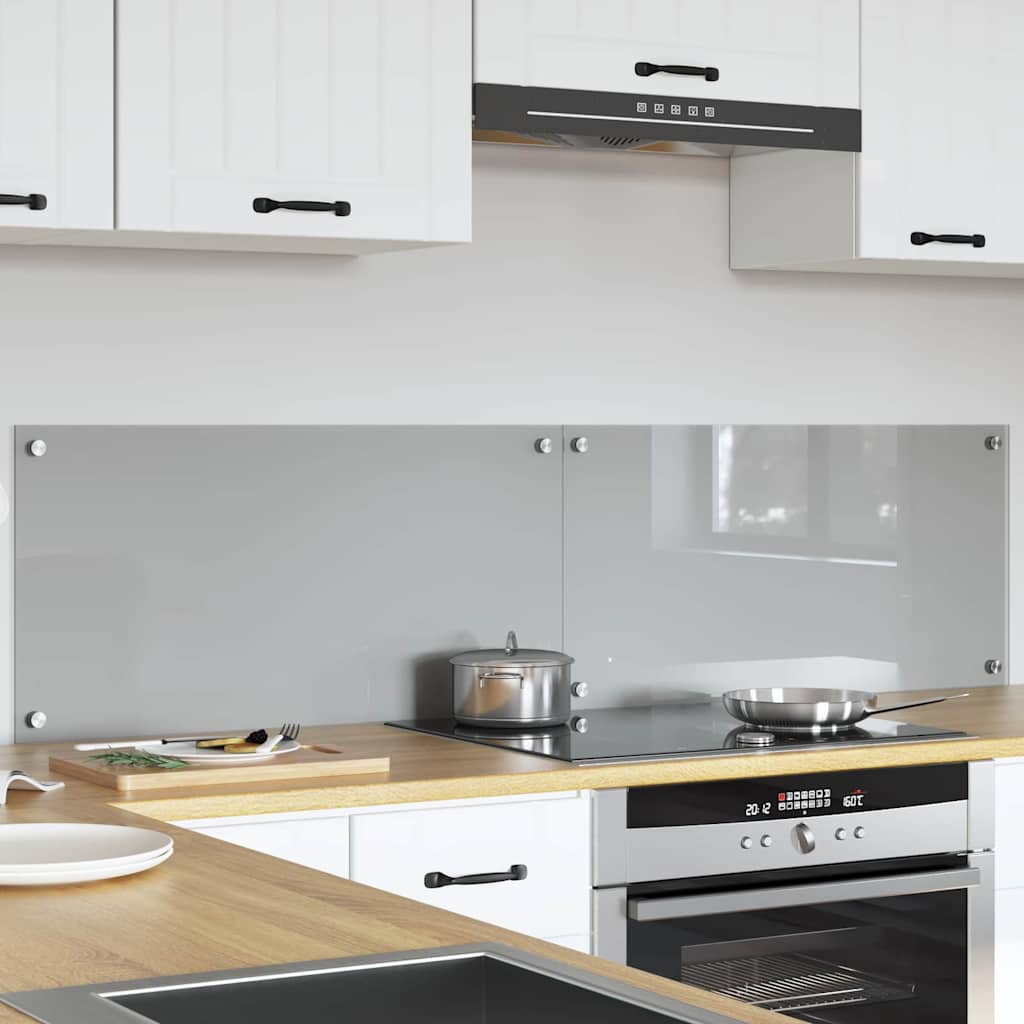 Konyhai hátfal 2 pcs világosszürke 80 x 40 cm edzett üveg