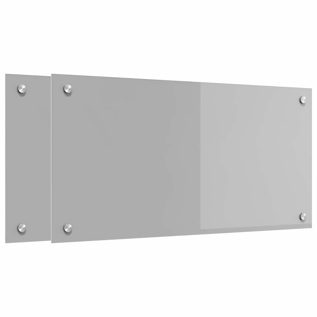 Konyhai hátfal 2 pcs világosszürke 80 x 40 cm edzett üveg