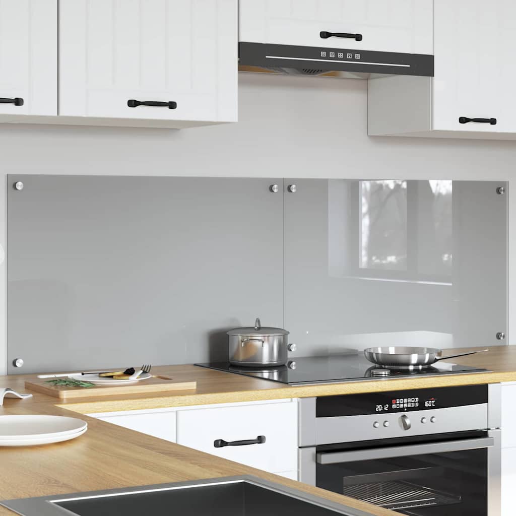 Konyhai hátfal 2 pcs világosszürke 80 x 50 cm edzett üveg