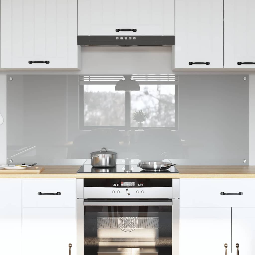 Konyhai hátfal 2 pcs világosszürke 80 x 60 cm edzett üveg