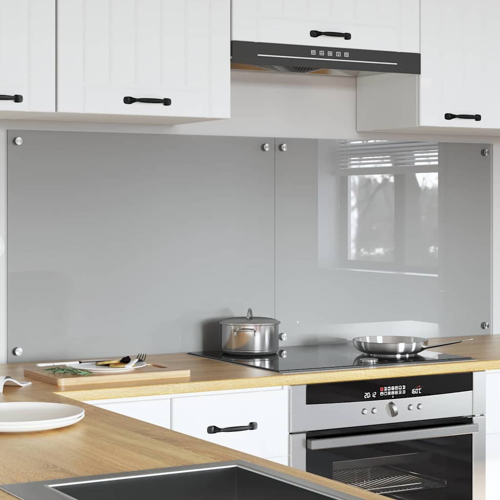 Konyhai hátfal 2 pcs világosszürke 80 x 60 cm edzett üveg
