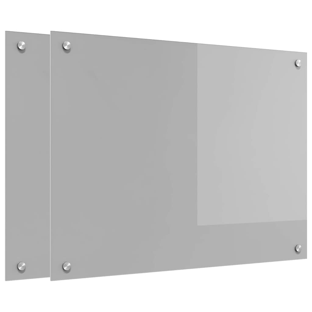 Konyhai hátfal 2 pcs világosszürke 80 x 60 cm edzett üveg