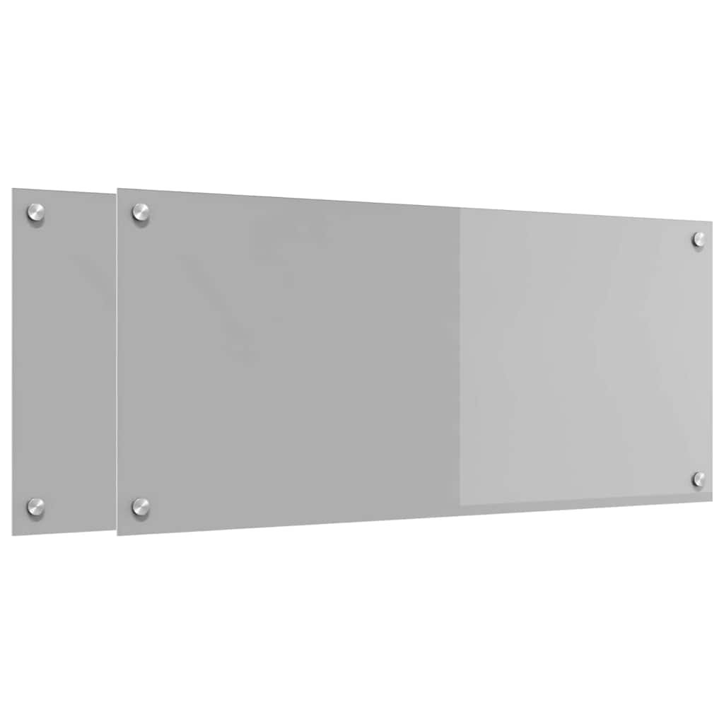 Konyhai hátfal 2 pcs világosszürke 90 x 40 cm edzett üveg