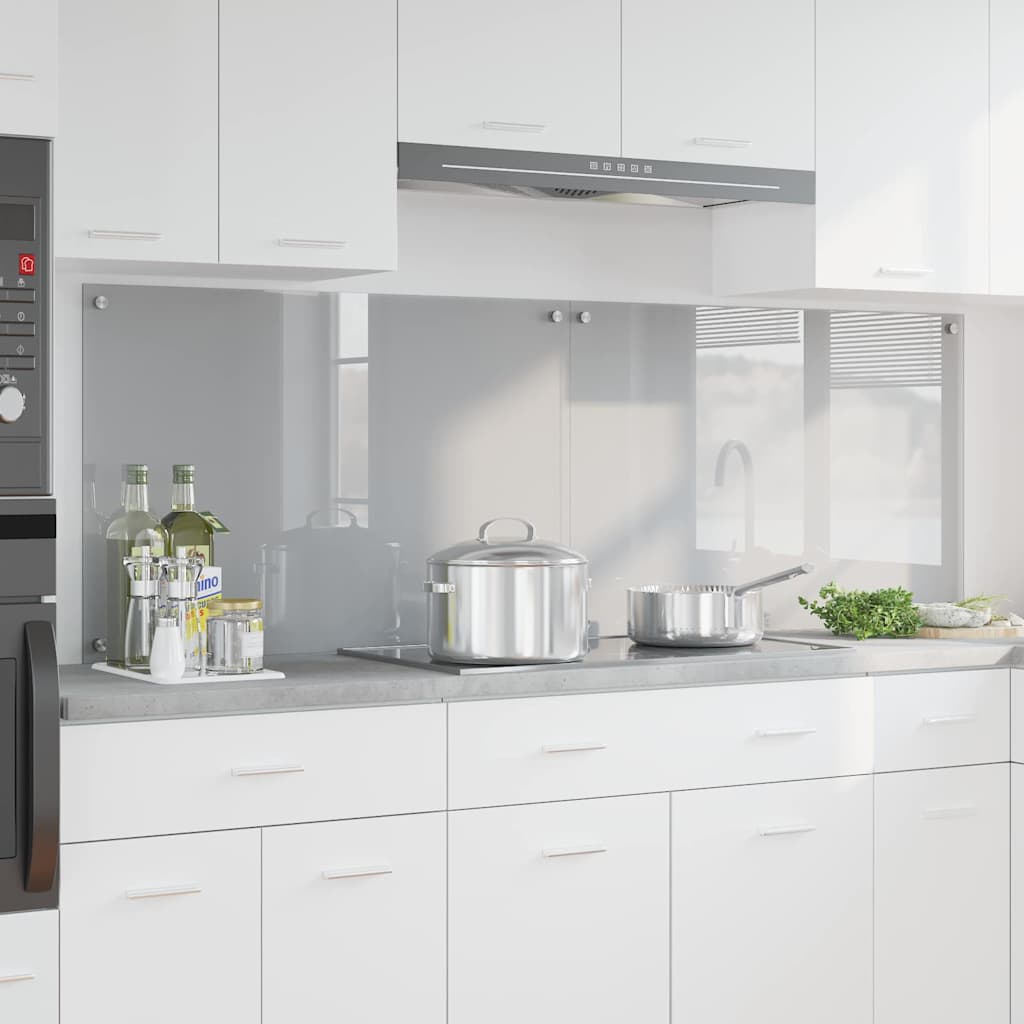 Konyhai hátfal 2 pcs világosszürke 90 x 60 cm edzett üveg