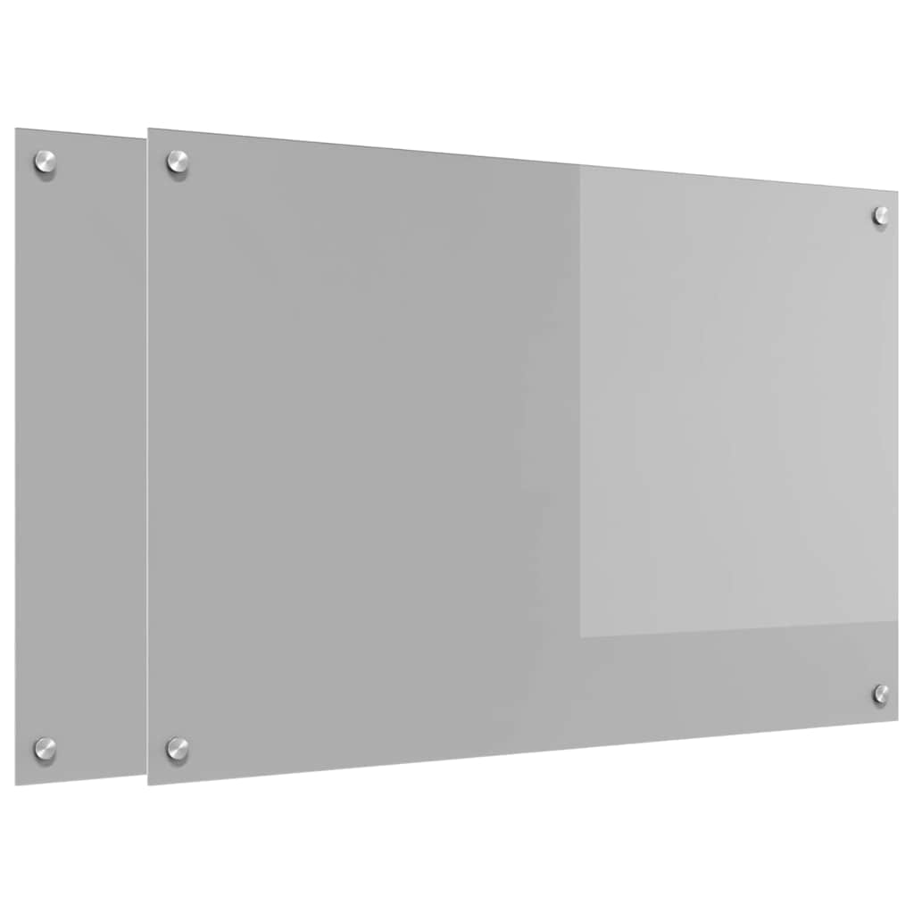 Konyhai hátfal 2 pcs világosszürke 90 x 60 cm edzett üveg