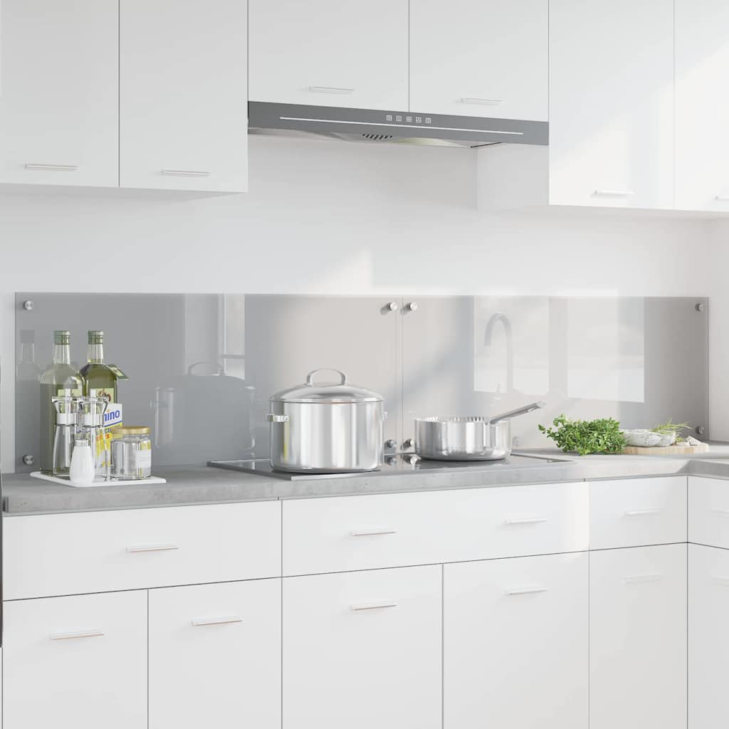 Konyhai hátfal 2 pcs világosszürke 100 x 40 cm edzett üveg