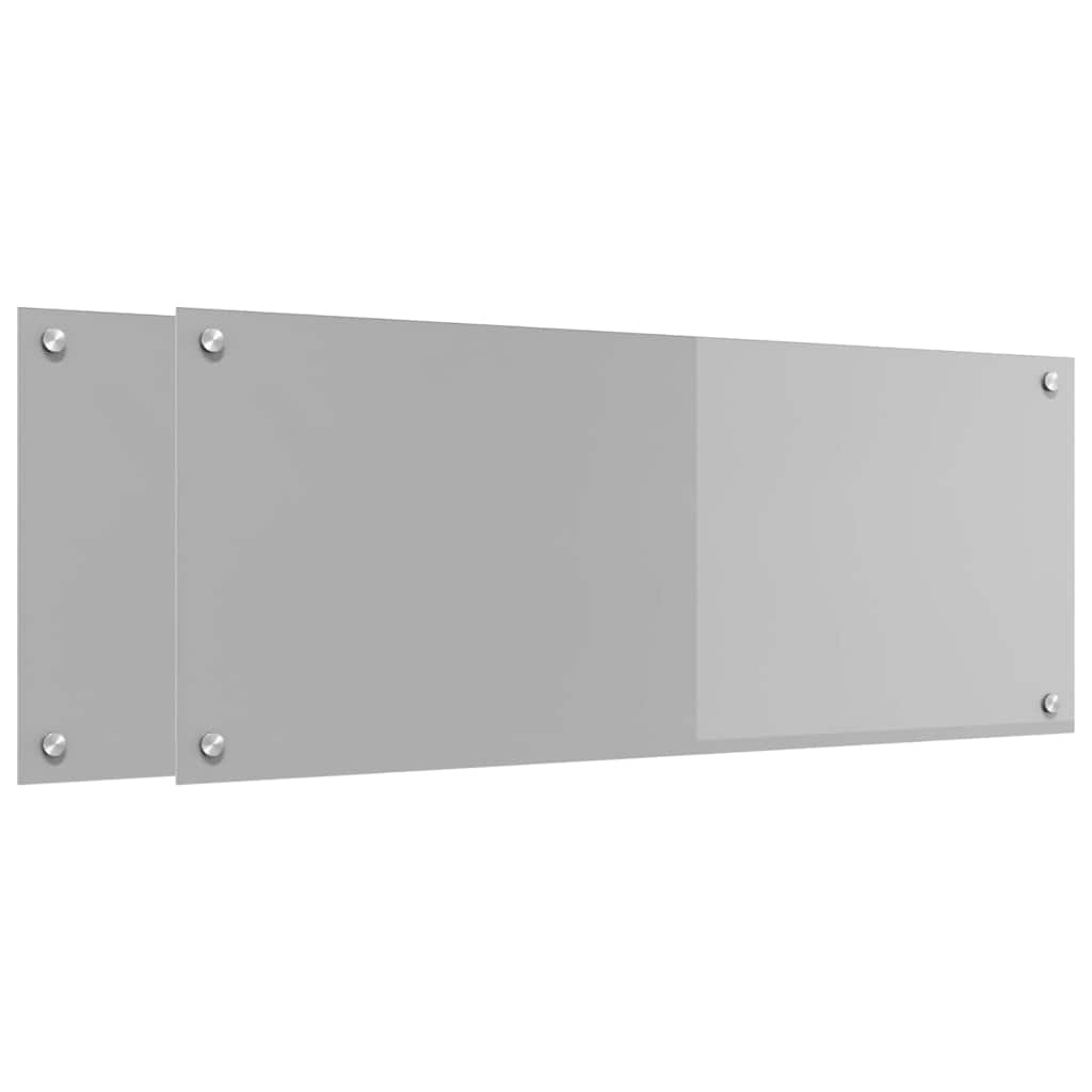 Konyhai hátfal 2 pcs világosszürke 100 x 40 cm edzett üveg