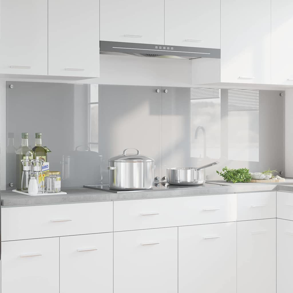 Konyhai hátfal 2 pcs világosszürke 100 x 60 cm edzett üveg