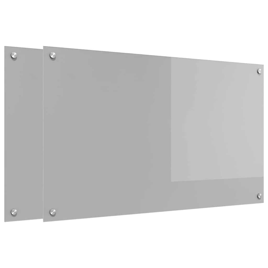 Konyhai hátfal 2 pcs világosszürke 100 x 60 cm edzett üveg