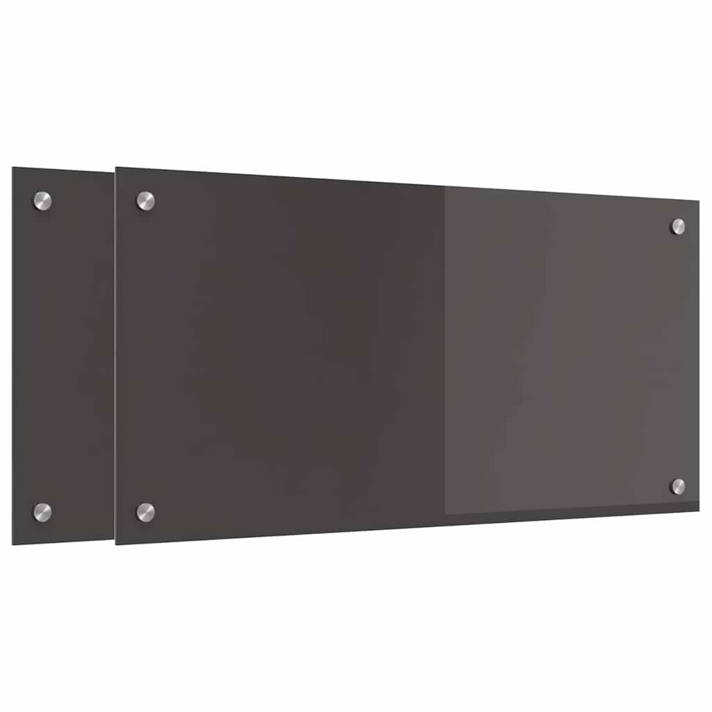 Konyhai hátfal 2 pcs sötétszürke 80 x 40 cm edzett üveg