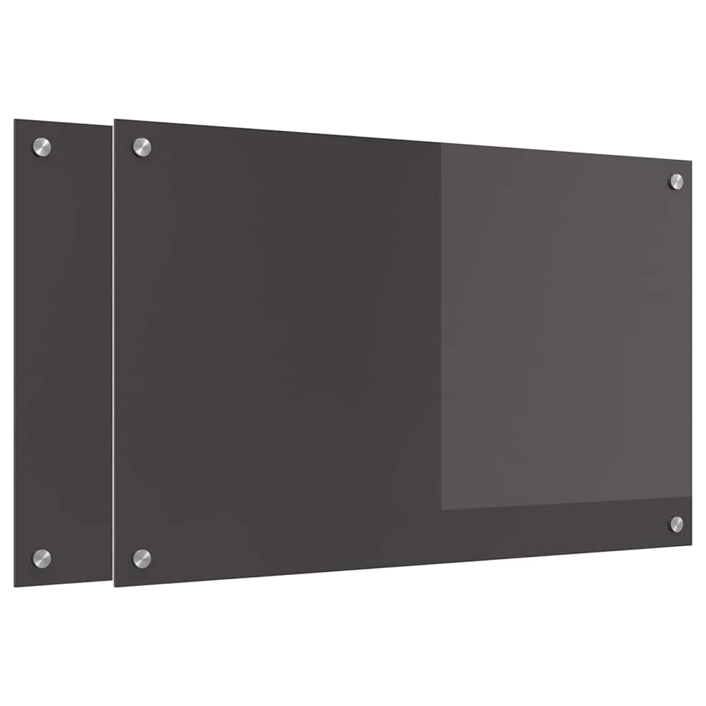 Konyhai hátfal 2 pcs sötétszürke 80 x 50 cm edzett üveg