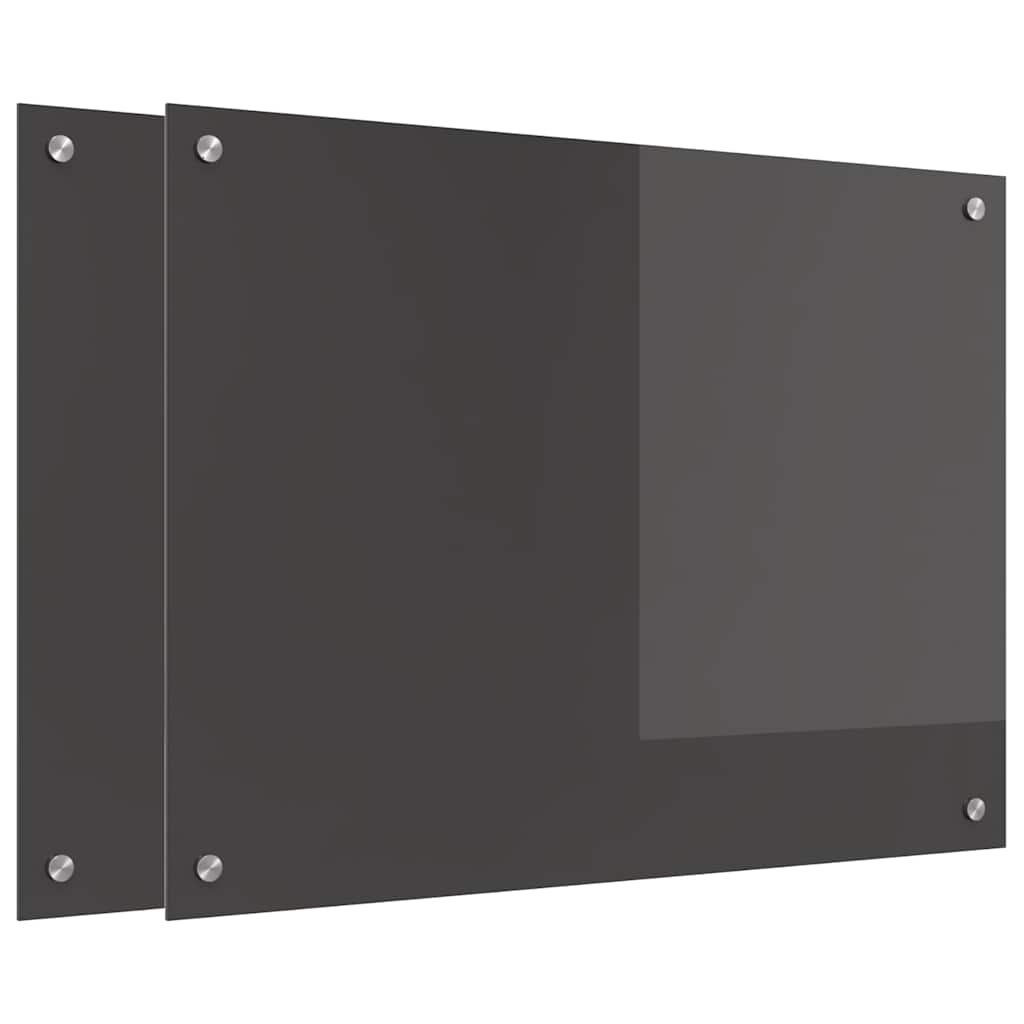 Konyhai hátfal 2 pcs sötétszürke 80 x 60 cm edzett üveg