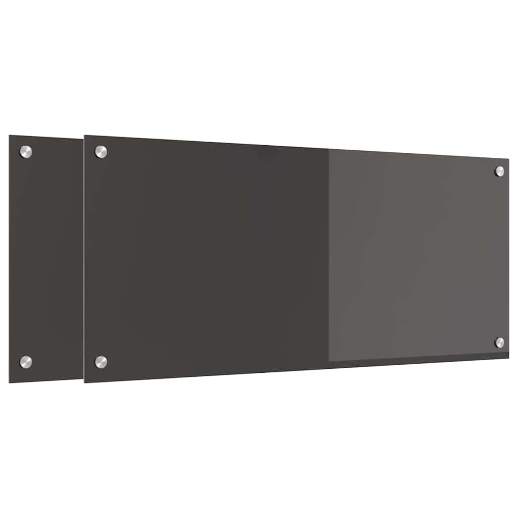 Konyhai hátfal 2 pcs sötétszürke 90 x 40 cm edzett üveg