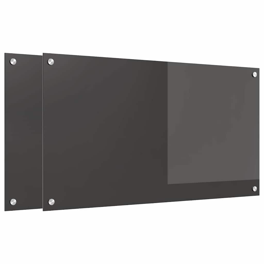Konyhai hátfal 2 pcs sötétszürke 90 x 50 cm edzett üveg