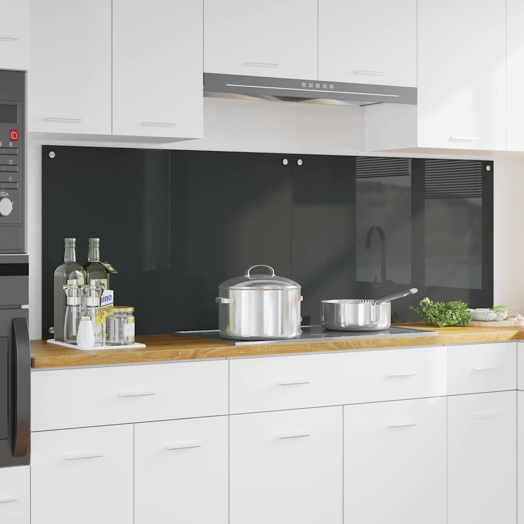 Konyhai hátfal 2 pcs sötétszürke 90 x 60 cm edzett üveg