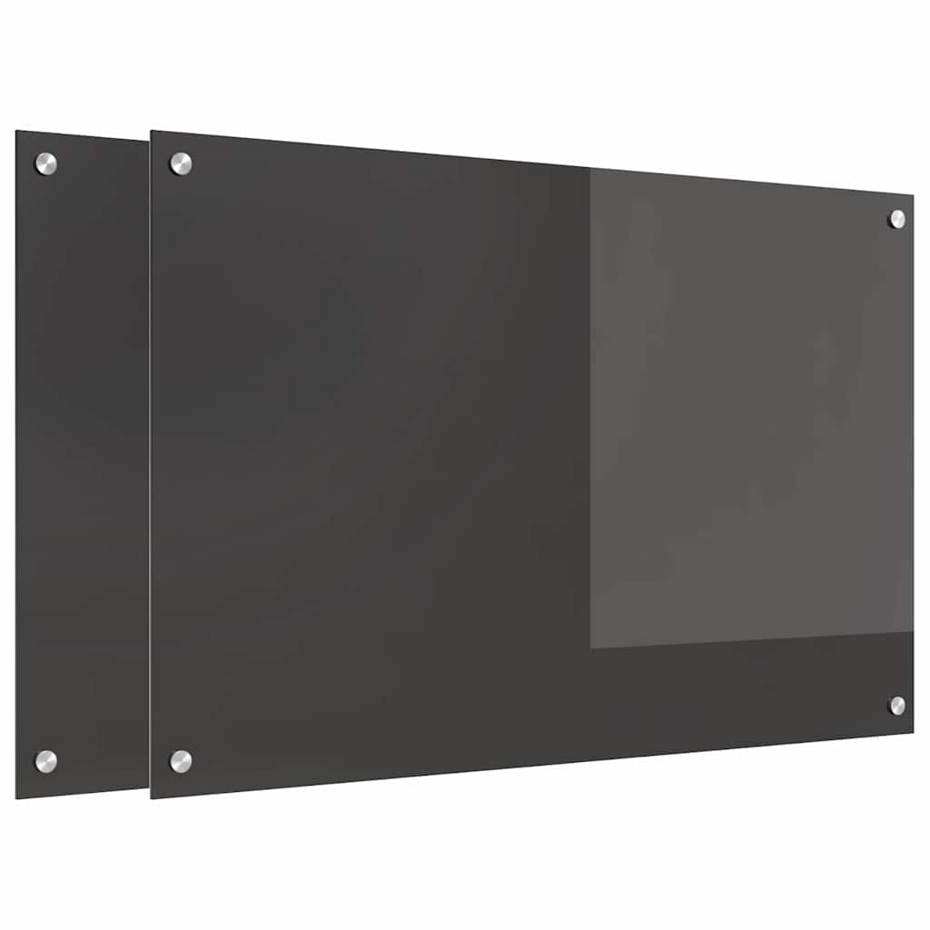 Konyhai hátfal 2 pcs sötétszürke 90 x 60 cm edzett üveg
