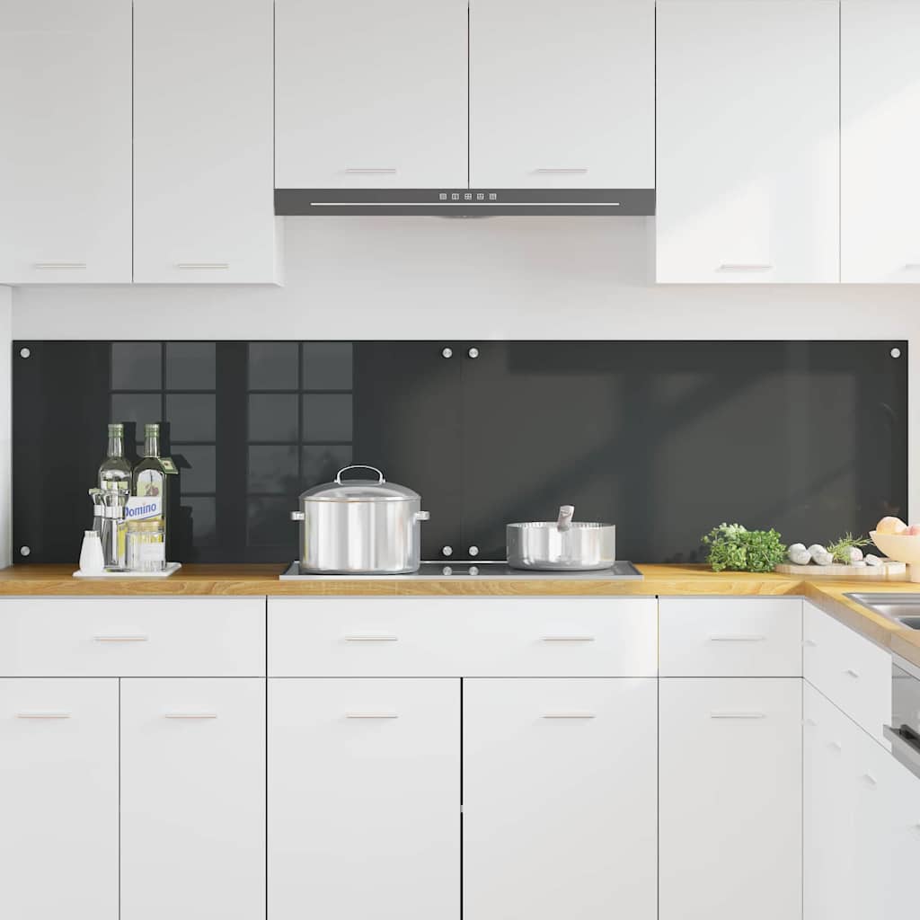 Konyhai splashback 2 pcs sötétszürke 100 x 50 cm edzett üveg