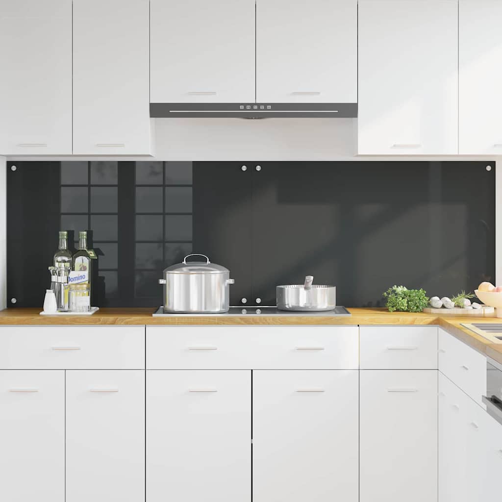 Konyhai splashback 2 pcs sötétszürke 100 x 60 cm edzett üveg