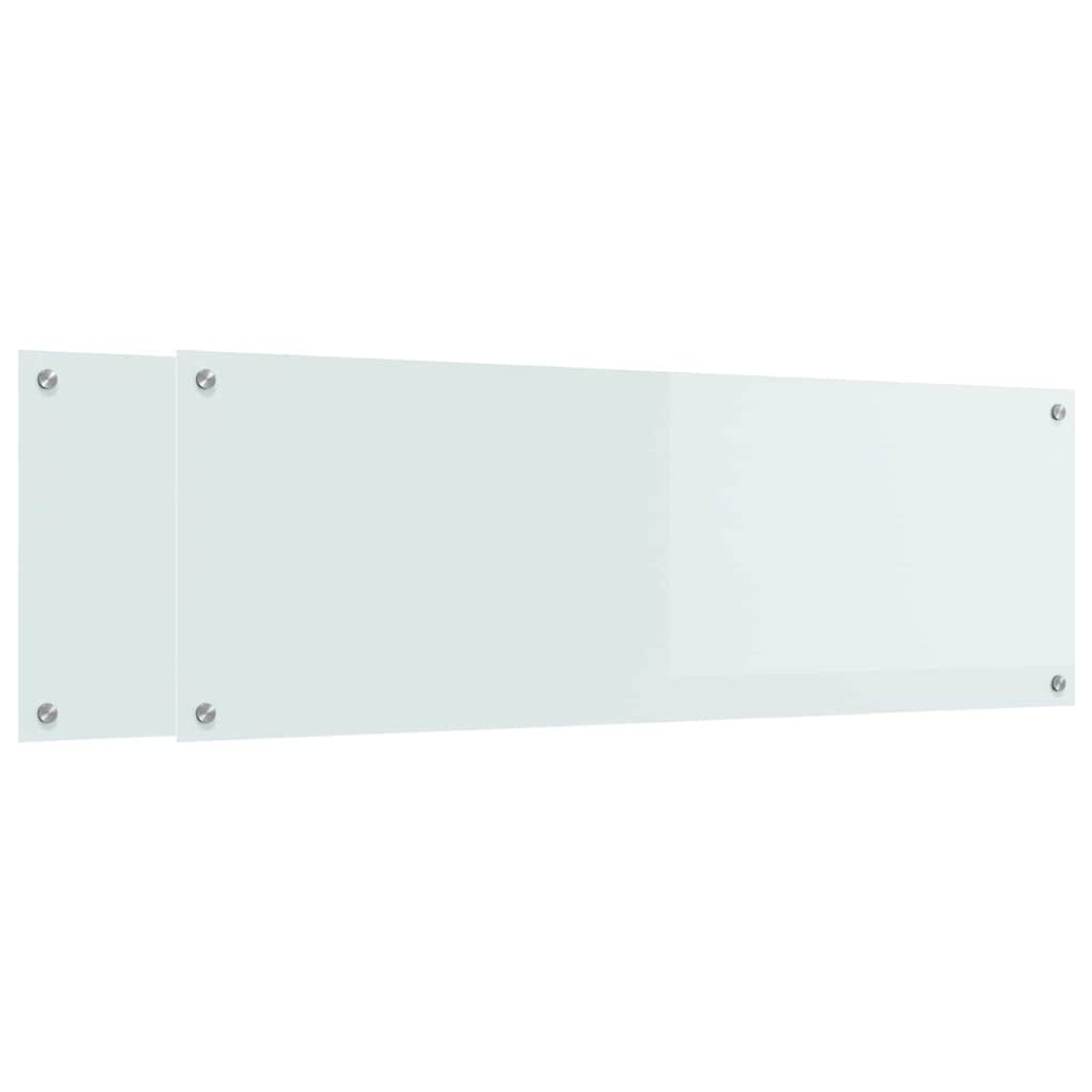 Konyhai splashback 2 pcs fehér 120 x 40 cm edzett üveg