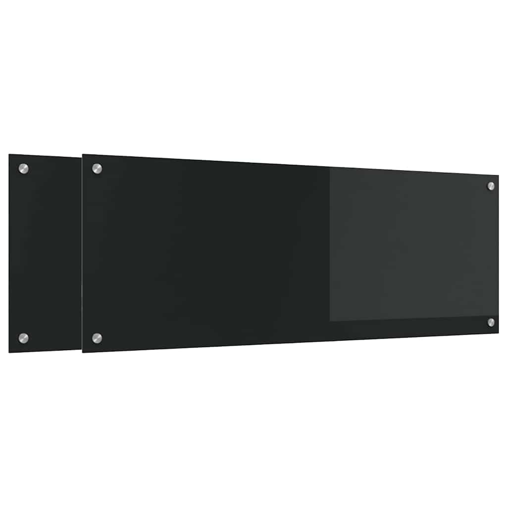 Konyhai hátfal 2 pcs fekete 110 x 40 cm edzett üveg