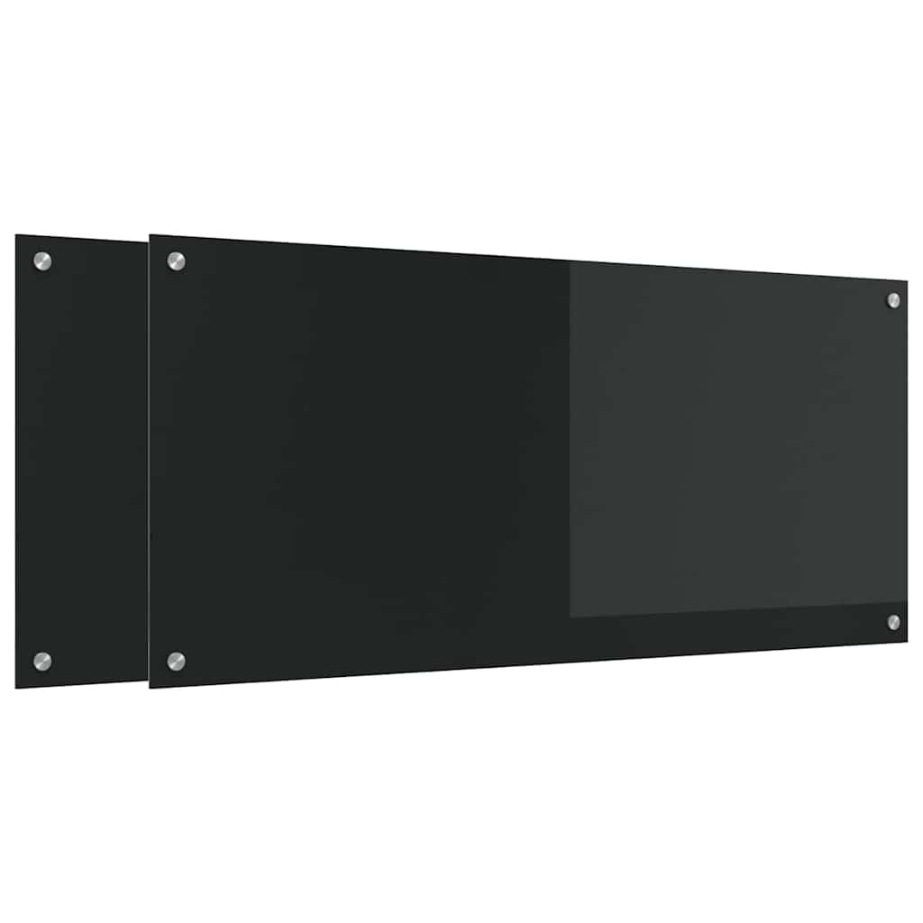 Konyhai hátfal 2 pcs fekete 110 x 50 cm edzett üveg