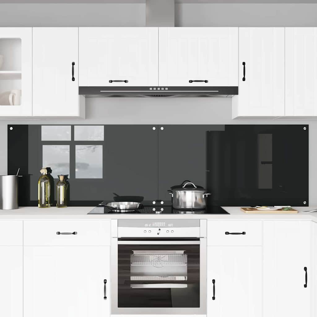 Konyhai hátfal 2 pcs fekete 110 x 60 cm edzett üveg