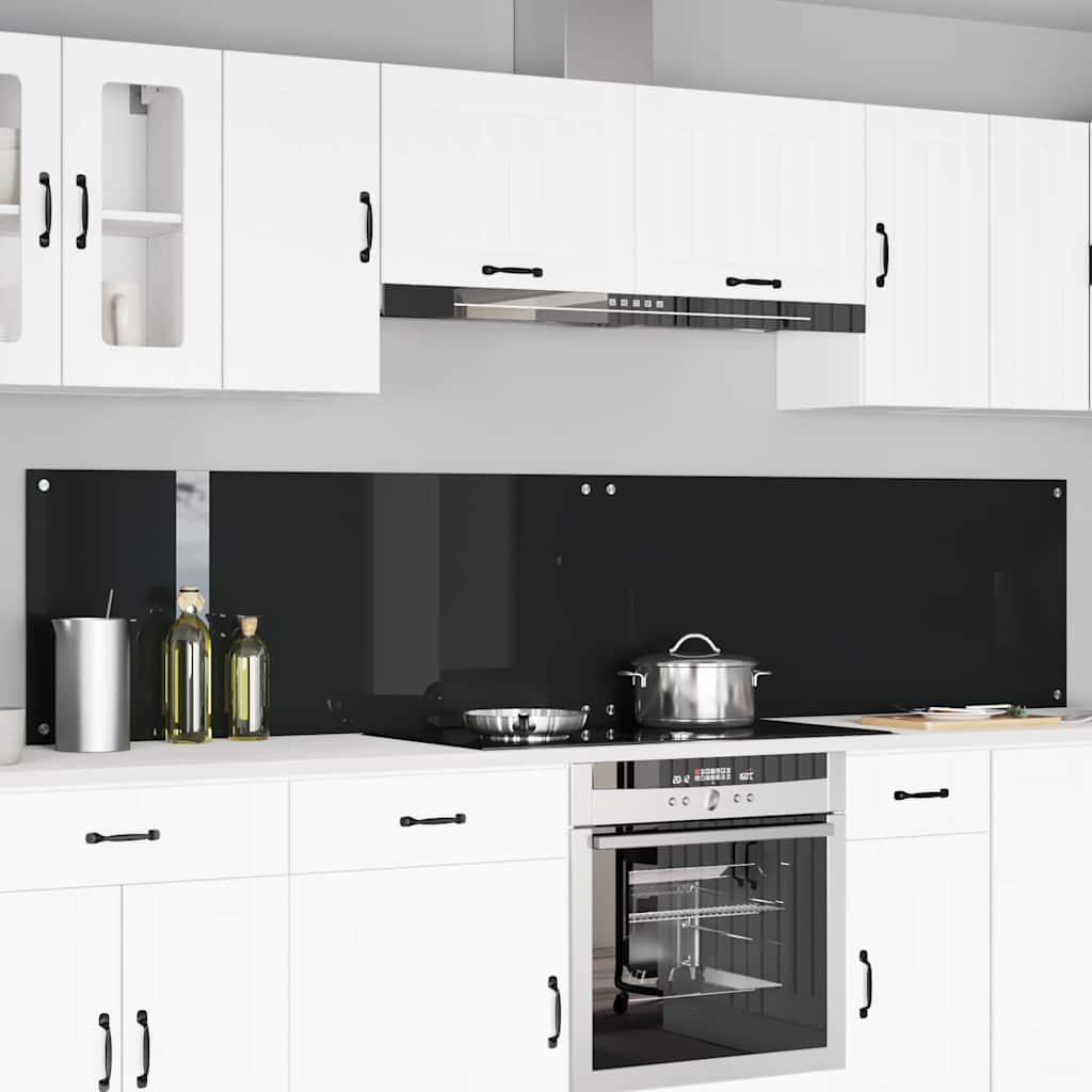 Konyhai hátfal 2 pcs fekete 120 x 50 cm edzett üveg